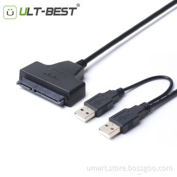 Cabo USB 2.0 to SATA USB Serial ATA 22pin Connector Adapter Cable External Hard Disk Drive for 2.5 Inch HDD SSD